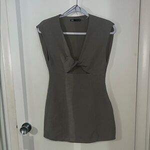 Zara Khaki Sleeveless Dress